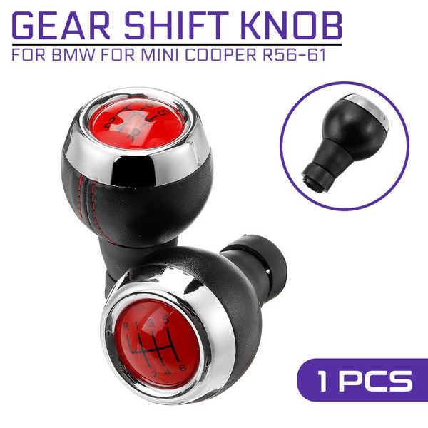 

shift knob for mini cooper r56 r57 r58 r59 r60 r61 pu leather cover 5/6 speed red stick manual gear shifter car