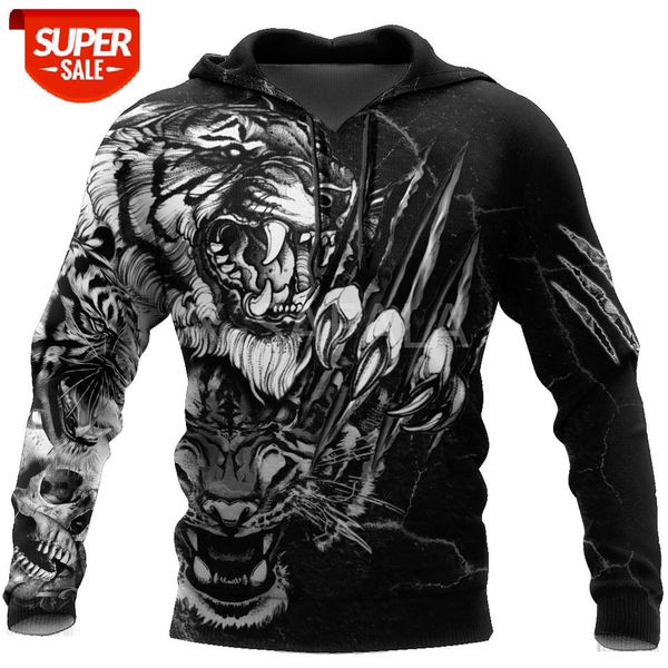 

tiger king tattoo animal 3d all print size xs-7xl hoodie man women harajuku outwear zipper pullover sweatshirt casual #dd95, Black