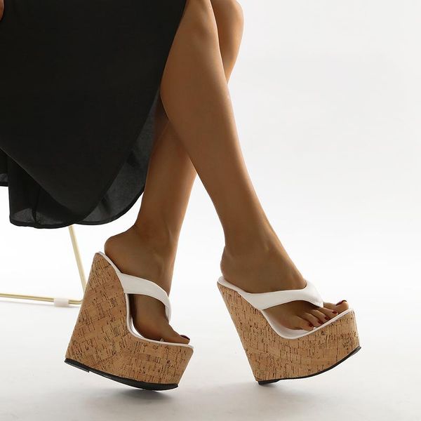 

sandals european spring wedges heel women flip flop shoes size 35-42, Black