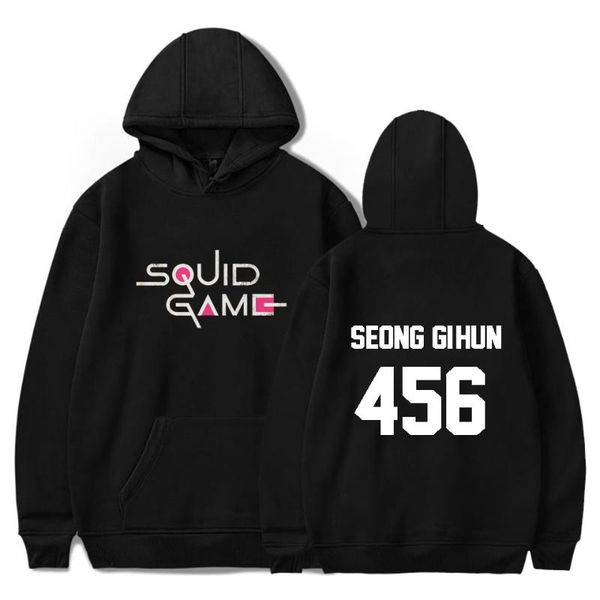 

men's hoodies & sweatshirts squid game fashion korean round six print streetwear men women oversized hoodie tracksuits pullover clothin, Black