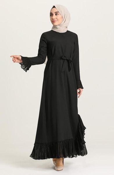 

ethnic clothing flounces belted dress hole button arched denim dark blue muslim long women arab dubai turkish hijab, Red