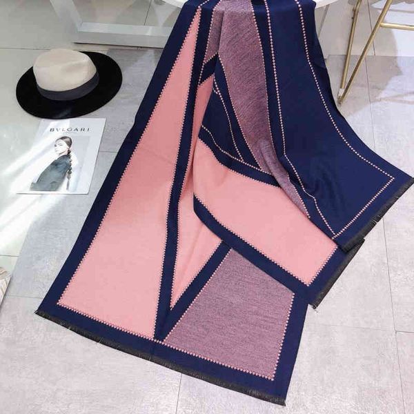 

70% off design scarf scarf women's autumn and winter cashmere like long v-shaped color matching warm and thickened shawl korean student, Blue;gray