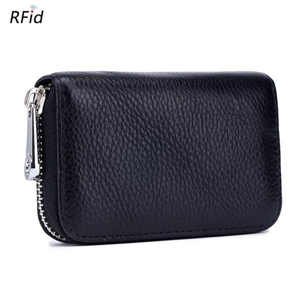 

card holders genuine leather organizer business rfid holder cowhide minimalist women travel bag men small wallet, Brown;gray
