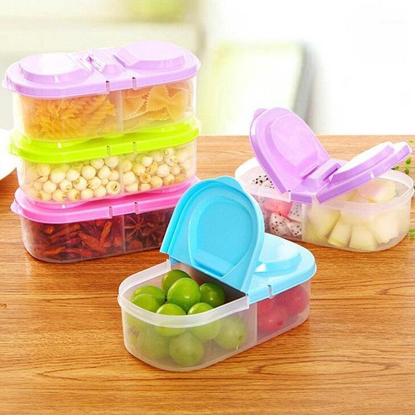 

storage bottles & jars food box double grid covered kitchen multi-grain sealed jar multi-function refrigerator fresh-keeping