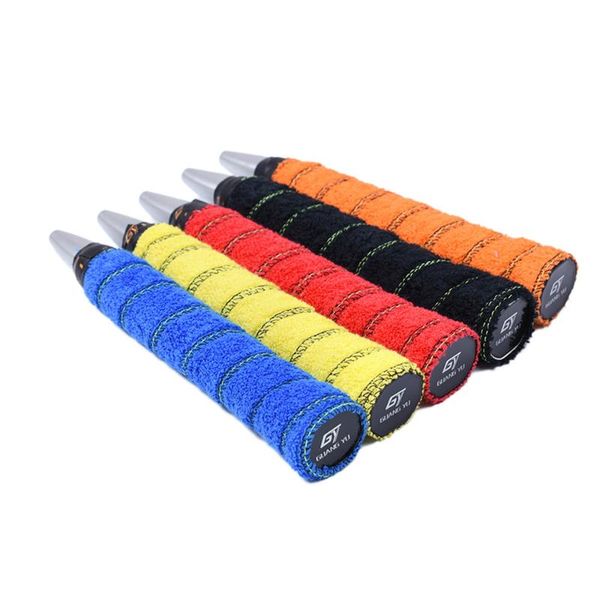 

sweatband 5pcs cotton tennis badminton racket grip tape anti wrap overgrip for sports (random colors), Yellow;black