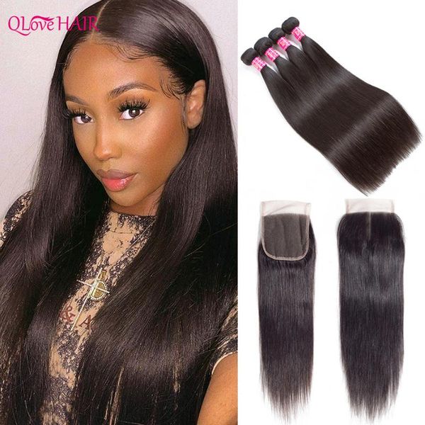 

human hair bulks bone straight bundles with closure and baby 4x4 lace burmese remy weave closures, Black