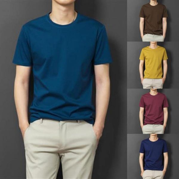 

men's t-shirts 80% s men t-shirt solid color loose summer short sleeve round neck for dating, White;black