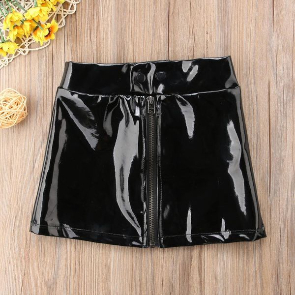 

summer infant baby girls women skirt solid leather zipper mini 2 colors, Blue