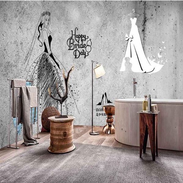 

wallpapers drop custom 3d wallpaper europe american cement wall hand painted beauty clothing store shopping mall mural
