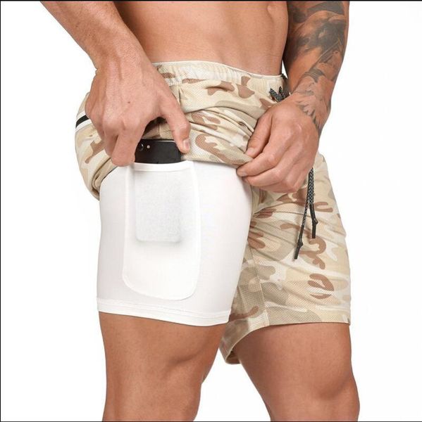 

summer men's running shorts security pockets leisure quick drying sport built-in hips hiden zipper, White;black