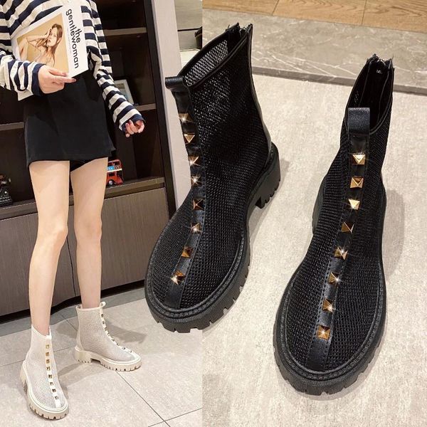 

boots summer thin women's black shoes fried street thick soled