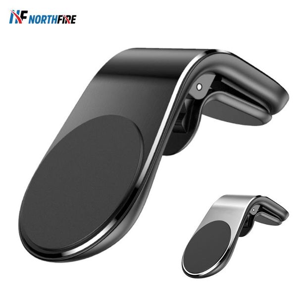 

magnetic clip car phone holder for in l type mini magnet air vent mount mobile stand support cell mounts & holders
