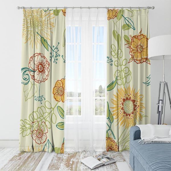 

colorful sunflower pattern curtain print home living room bedroom kitchen balcony shading decor floral window & drapes