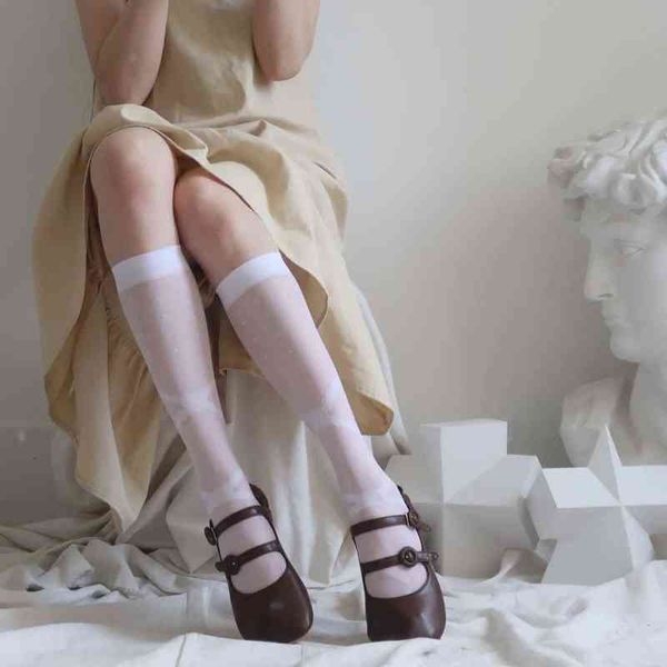 

socks ins glass transparent calf female i summer thin anti stripping silk medium tube stockings student korean version, Red;black