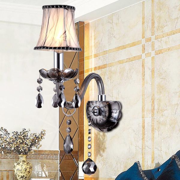 

wall lamp modern stair crystal bedroom bedside lighting gray 1 bulb led sconce light bougeoir fixtures cover shade