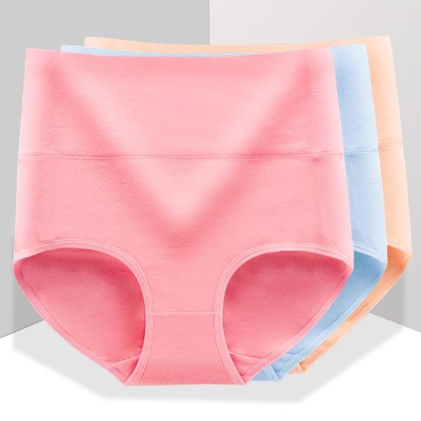 

women's panties 2pcs/pack lingeries high-rise cotton brief abdomen hip shaping underwear women flexible solid color breathable soft com, Black;pink