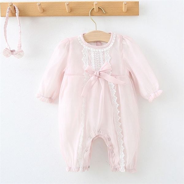 

baby girl long sleeve rompers spring kids lace born clothes 210521, Blue