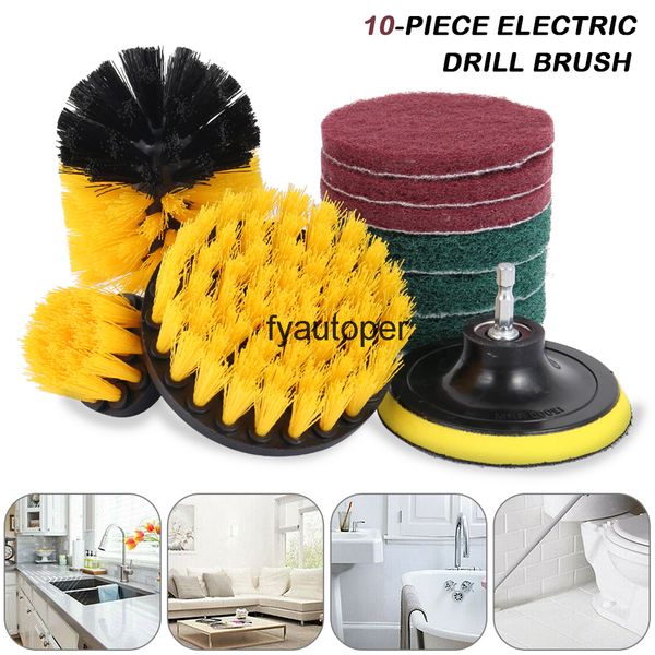 

10pcs drill brush attachments set cleaning for tile grout all purpose power scrubber kit es