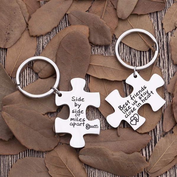 10 pieces / lote melhor amigo chaveiro presentes para homens mulheres meninas lado a lado ou milhas Apart Keyring presentes de aniversário para irmã meninos adolescentes meninas