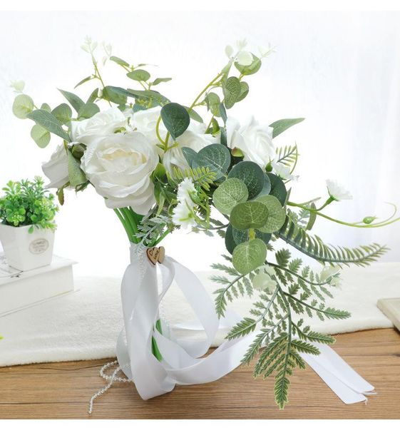 

wedding flowers sesthfar bouquet artificial roses bridal bridesmaids bouquets marriage home decoration