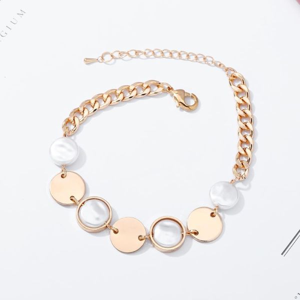 

charm bracelets design chain bracelet for women alloy sheet link adjustable & bangle pulseras mujer geometric jewelry, Golden;silver