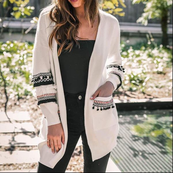

womens sweater s 3xl women long sleeve knitted cardigan casual autumn coats outwear fashion hairball winter harajuku veste femme, White;black
