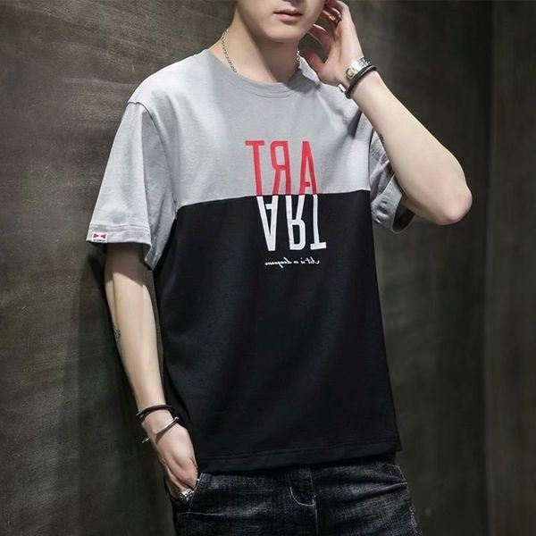 

men's shirt men's short fashion brand half sleeve t-shirt loose student boys summer clothes, White;black