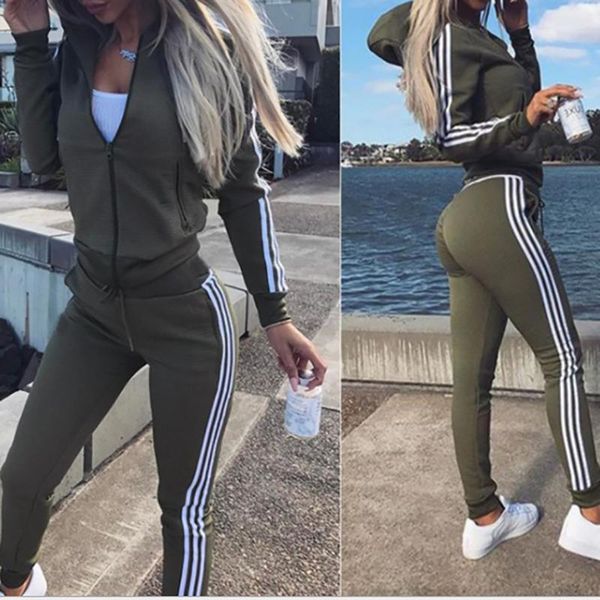 

women's two piece pants autumn women sets fashion long sleeve hooded sweatshirt+elastic tracksuit casual female sportswear suits outfit, White