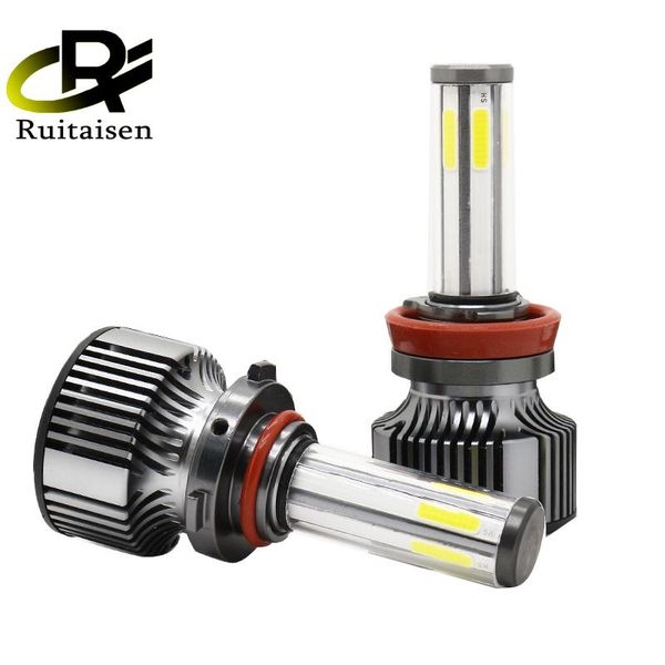 

car headlights 12v canbus headlight 6/six side cob chip 20000lm h4 led h7 9012 h1 h3 h8 h11 9005 9006 6000k auto headlamp fog lights 100w