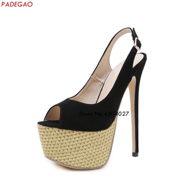 

sandalia feminina summer gladiator high heels peep toe wedding party shoes ladies platform buckle pumps dress, Black
