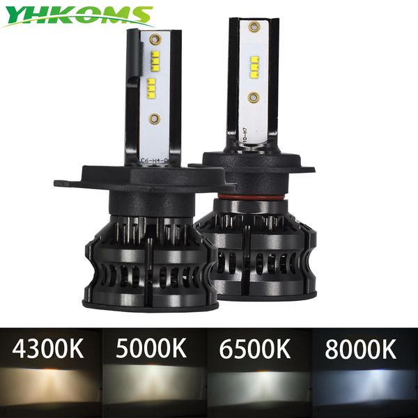 

yhkoms new design 80w 16000lm h4 h7 car led headlight 4300k 5000k 8000k zes csp h8 h11 h1 9005 9006 auto fog light 12v