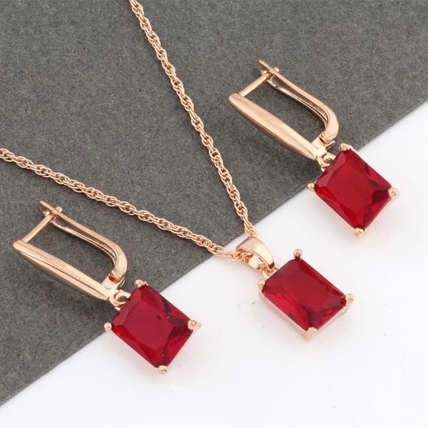 

earrings & necklace trendy jewelry sets elegant square dangle for women party fashion and pendant korean style, Silver