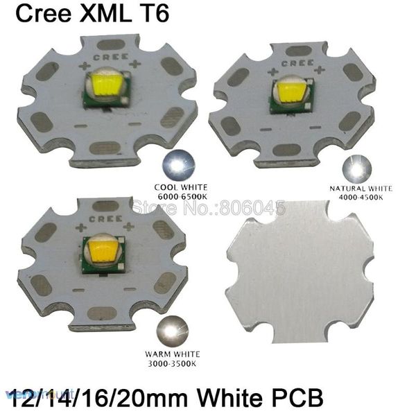 

bulbs 5pcs cree xml xm-l t6 cool white 6500k neutral 4500k warm 3000k high power led emitter 12mm 14mm 16mm 20mm pcb