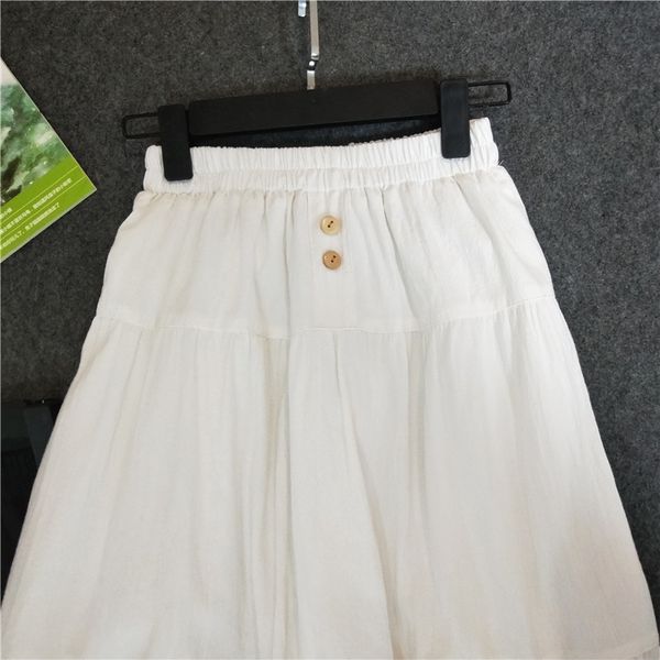 

new high waist summer white cotton and linen long saia women a-line boho skirt faldas jupe femme, Black