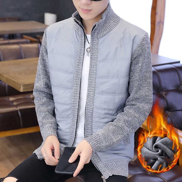

winter fashion mens cardigan sweaters fleece knitted man coats clothes korean oversized cardigan sweater men patchwork homme 210601, White;black