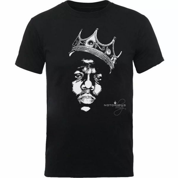 

biggie smalls notorious b.i.g. bw crown face licensed mens t-shirt, White;black