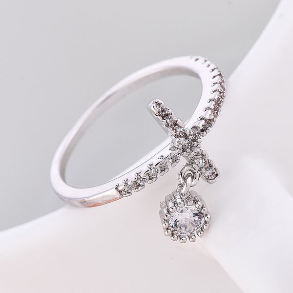 

cross creative white zircon ring wedding jewelry bracelet, Slivery;golden