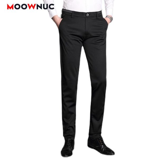 

men's pants summer full-lengt suit pant male 2021 casual trousers plus size elastic solid hombre business fashion masculino moownuc, Black