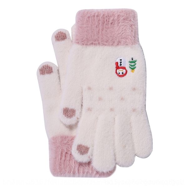

olk 2020mittens autumn and winter knitted touch screen korean thickened cartoon wool thermal for warm glovesgloves and gloveswomen, Blue;gray