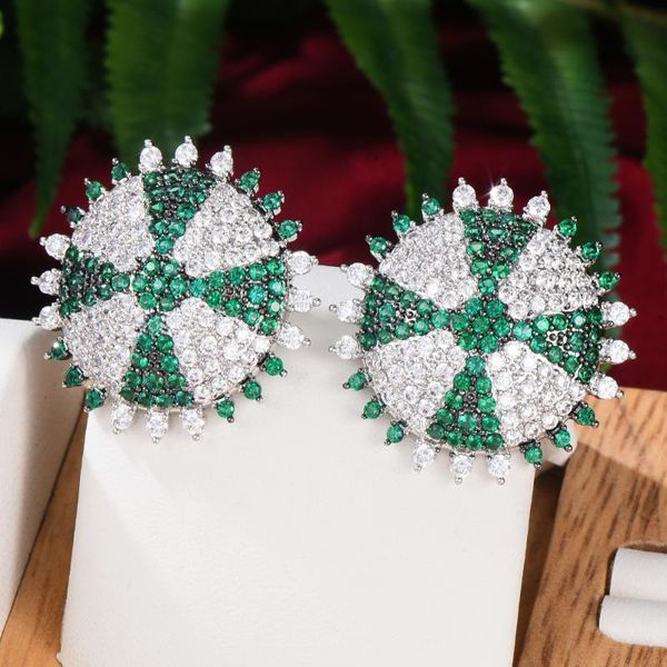 

stud kellybola jewelry dubai fashion luxury round cubic zirconia ladies bridal engagement earrings accessories, Golden;silver