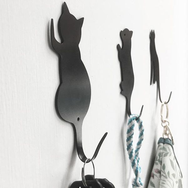 

hooks & rails 3pcs/set modern simple metal cat wall wood decorative hook hangers accessory for clothes keys sundries