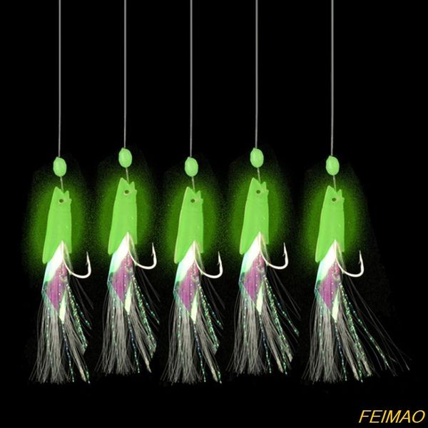 

fishing hooks 5pcs/set carbon steel lure sea luminous hook bait wire