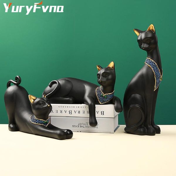 

decorative objects & figurines yuryfvna nordic creative cat lucky sculpture modern art animal statue home living room decoration accessories