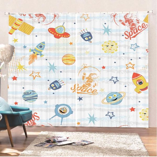 

curtain & drapes christmas gift blackout window for living room bedroom 2 panels astronaut outer space treatments custom home