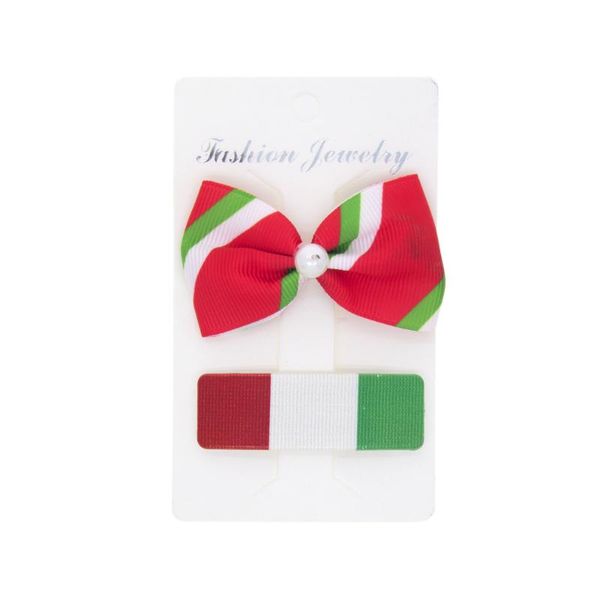 

hair accessories 2 cards/lot christmas children's bow hairpin baby side clip two pieces clips sets, Slivery;white