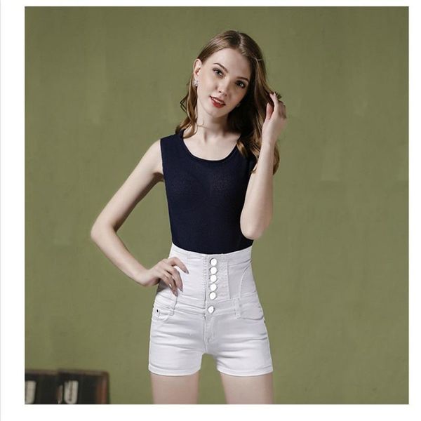 

women's shorts 2021 casual summer denim ladies high waist straight short jeans white, White;black