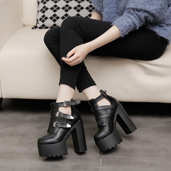

dress shoes pumps women leather 2021 spring autumn platform high heel prom party ladies erf4, Black