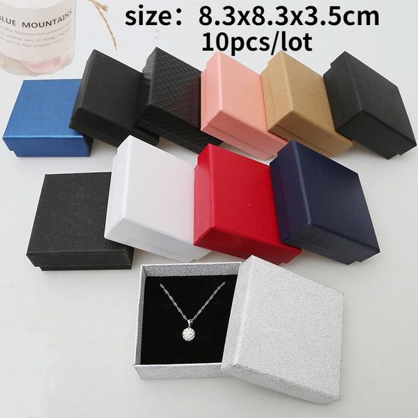 

gift wrap 10pcs jewelry organizer storage cardboard box for ring necklace rectangle tan black kraft cotton filled paper 8.3x8.3x3.5cm