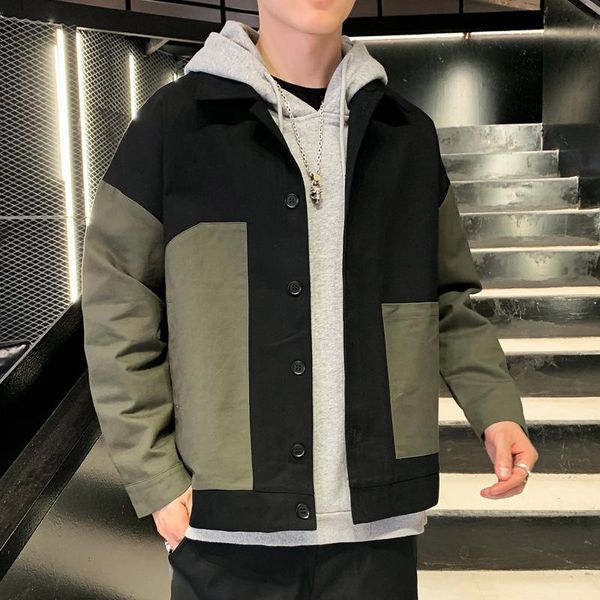 

men's jackets movement tooling jacket all-match comfortable small fresh harajuku casual design loose trend lapel student slim fashion, Black;brown