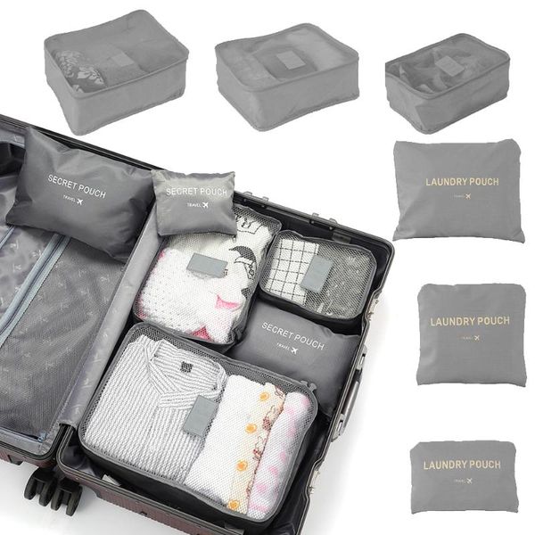 

storage bags 6pcs/set travel organizer suitcase shoes packing cube set case portable luggage clothe tidy pouch